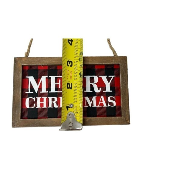 Merry Christmas Mini Sign 5 in Buffalo Check Red Holiday Decor Farmhouse Rustic - Picture 7 of 7